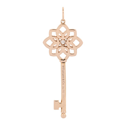 Tiffany 18K Rose Gold Diamond Medium Woven Key Pendant 3 of 4