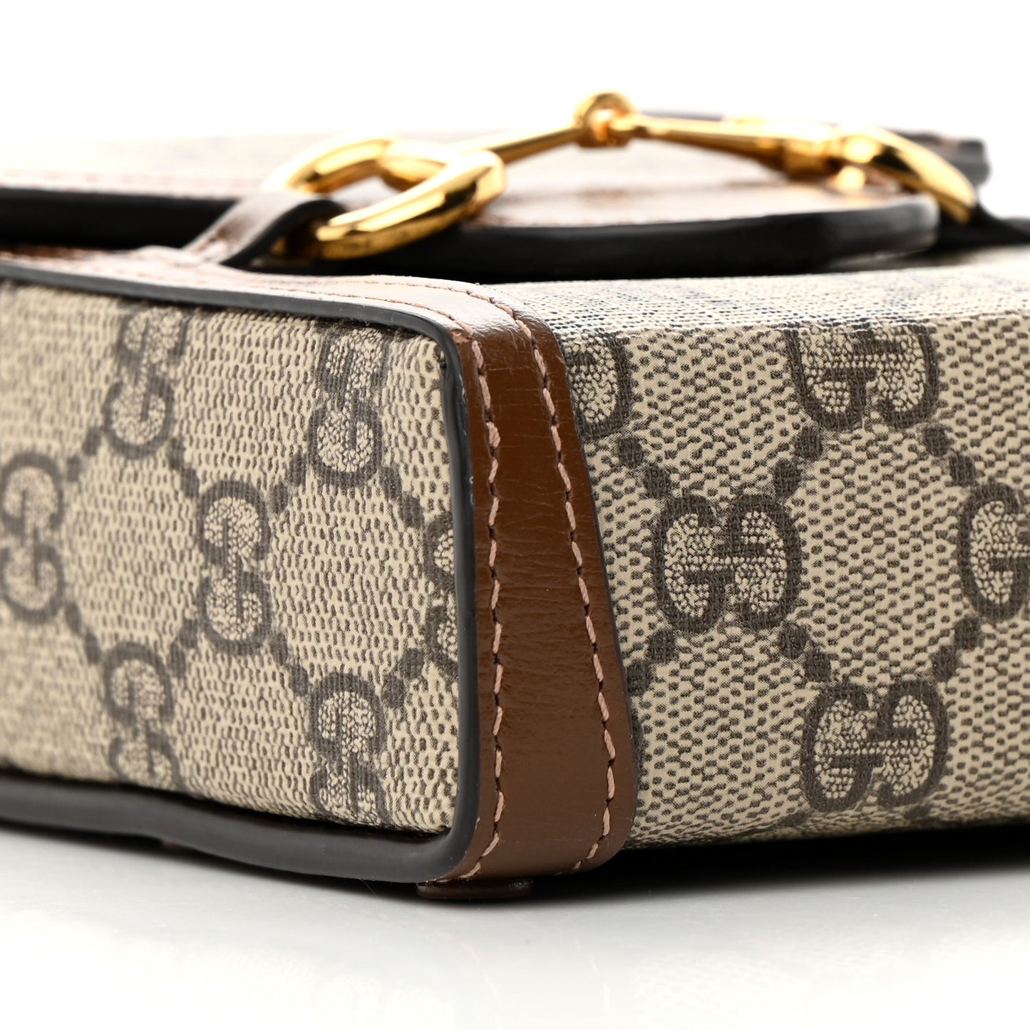 GG Supreme Monogram Mini Horsebit 1955 Crossbody Bag Beige Brown Sugar