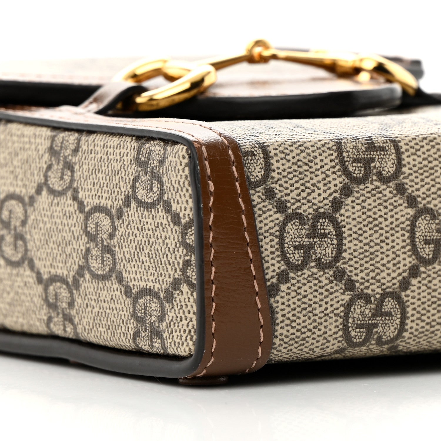 Gucci GG Supreme Monogram Mini Horsebit 1955 Crossbody Bag Beige Brown Sugar 9 of 16
