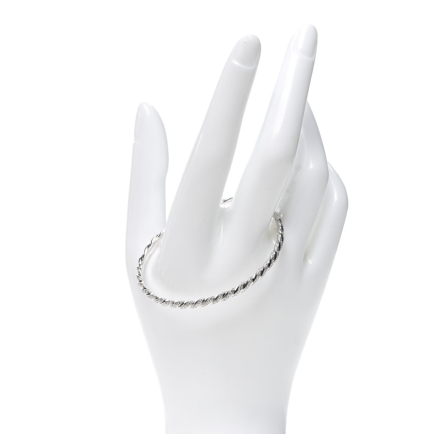 David Yurman 18K White Gold Diamond 3.5mm Paveflex Single Row Bracelet 2 of 4