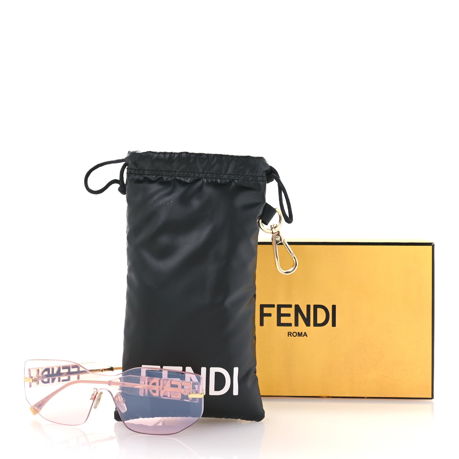 Fendi Metal Fendigraphy Shield Sunglasses FE 40066/U Pink Gold 7 of 7