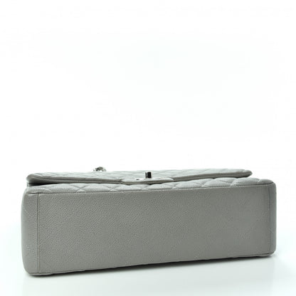 Chanel Caviar Quilted Maxi Double Flap Light Grey 4 of 10