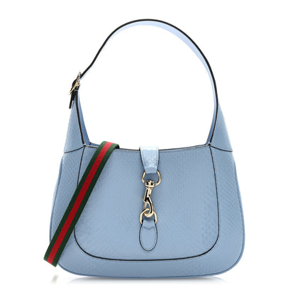 Gucci Snakeskin Web Small Jackie 1961 Hobo Blue 1 of 7