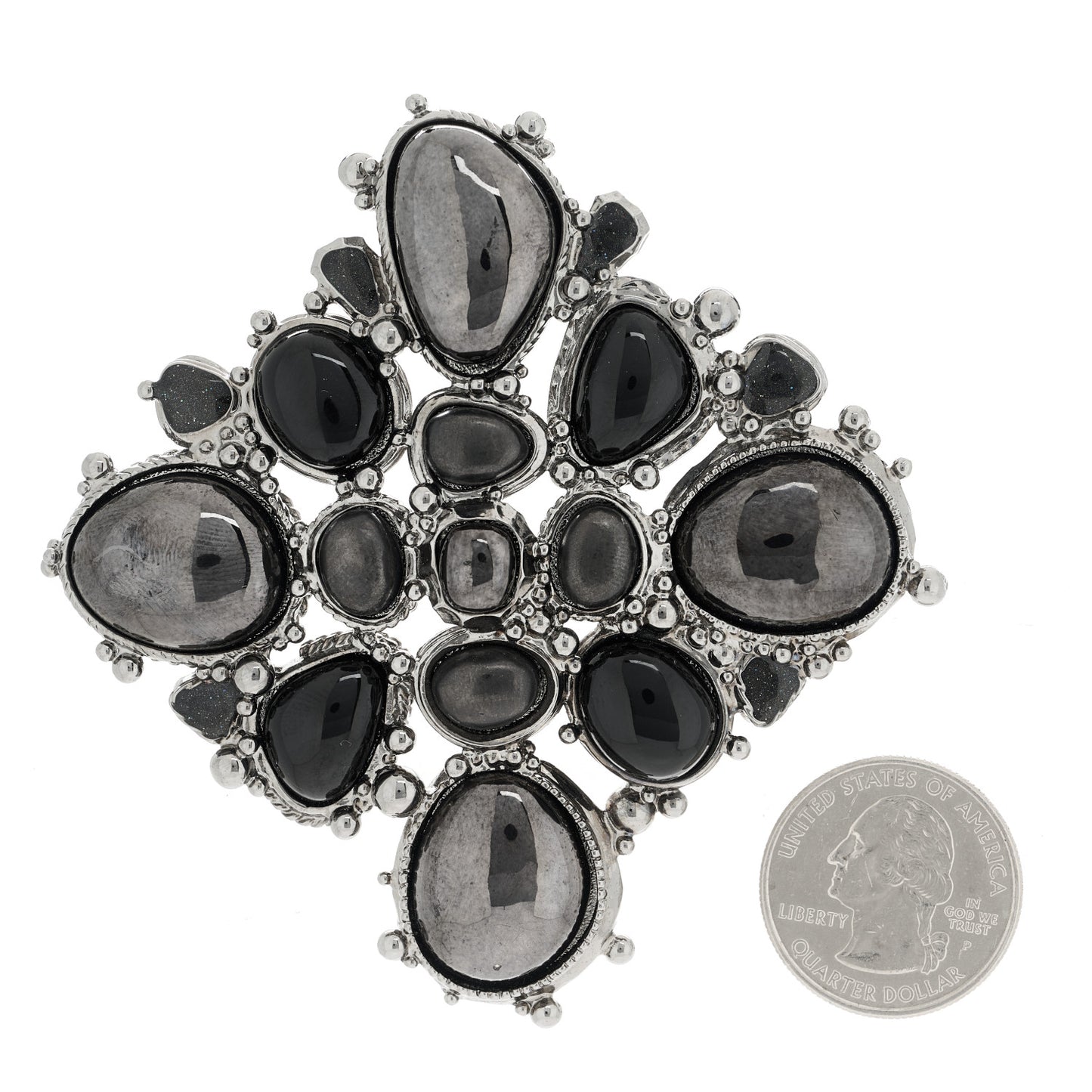 Gripoix Poured Glass Brooch Black