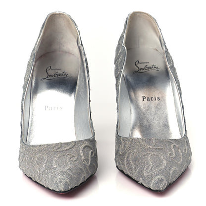 Christian Louboutin Glitter Calfskin Hot Chick 100 Pumps 38.5 Silver 3 of 8