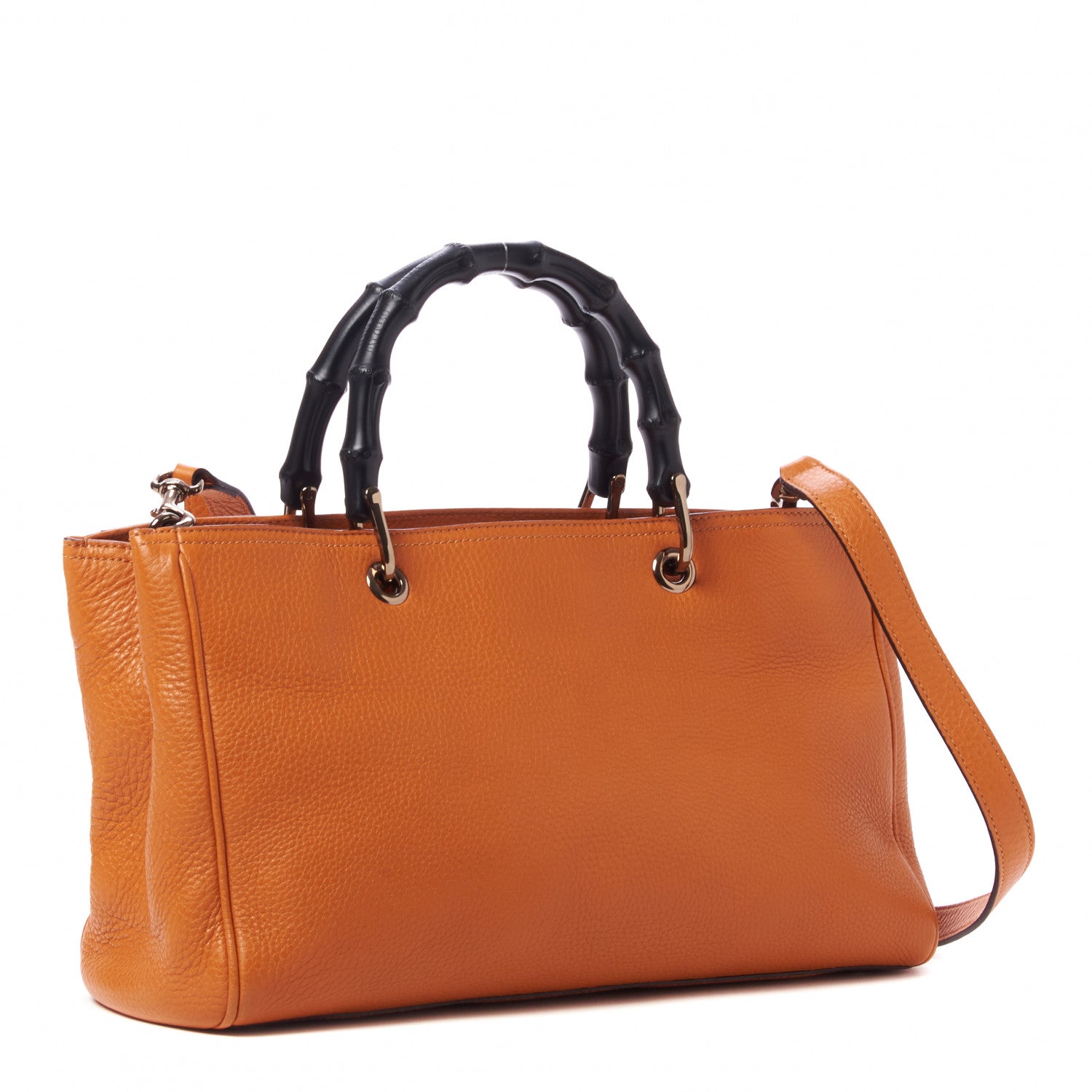 Gucci Cellarius Calfskin Medium Bamboo Shopper Tote Orange 3 of 9