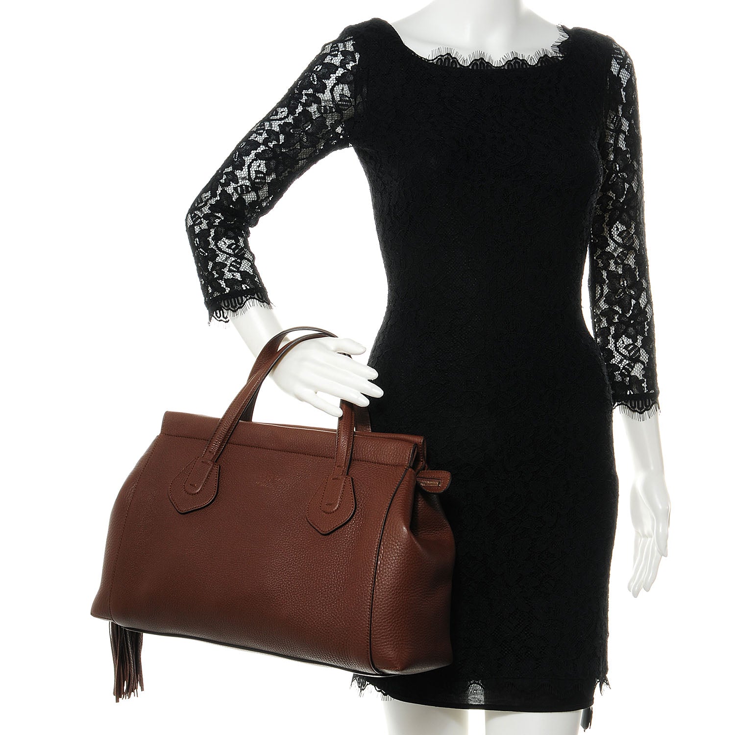 Gucci Leather Lady Tassel Top Handle Bag Nut Brown 2 of 9