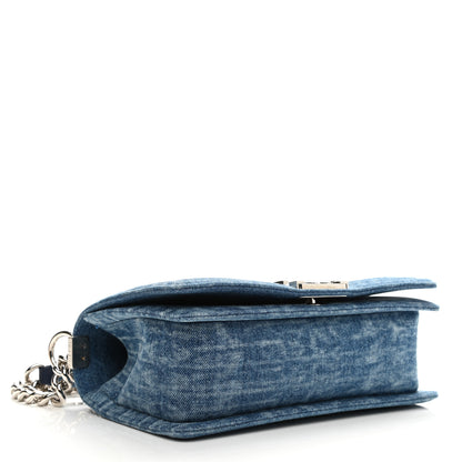 Chanel Cotton Tweed Denim Medium Boy Flap Light Green Light Blue 7 of 19
