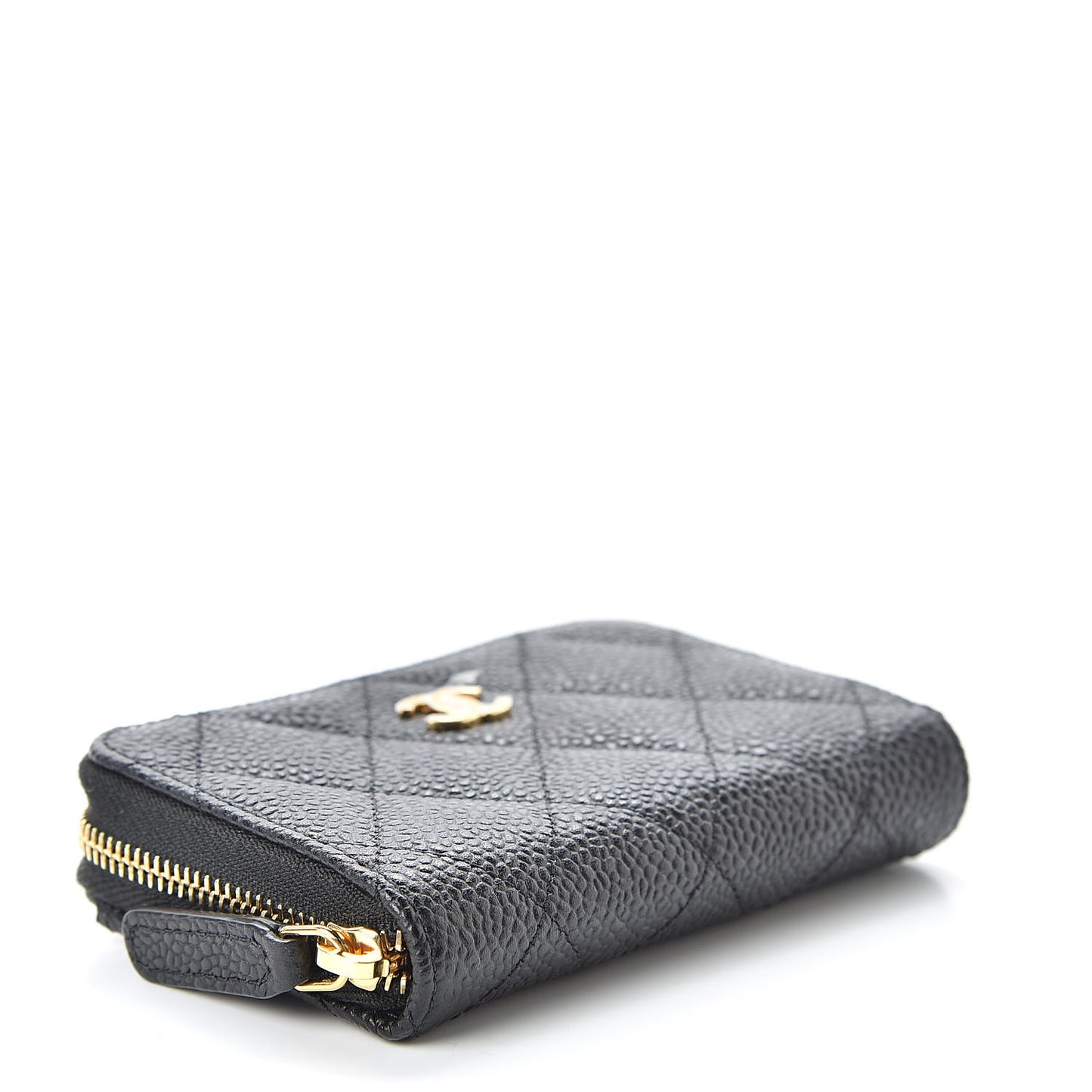 Caviar Quilted Zip Coin Purse Black