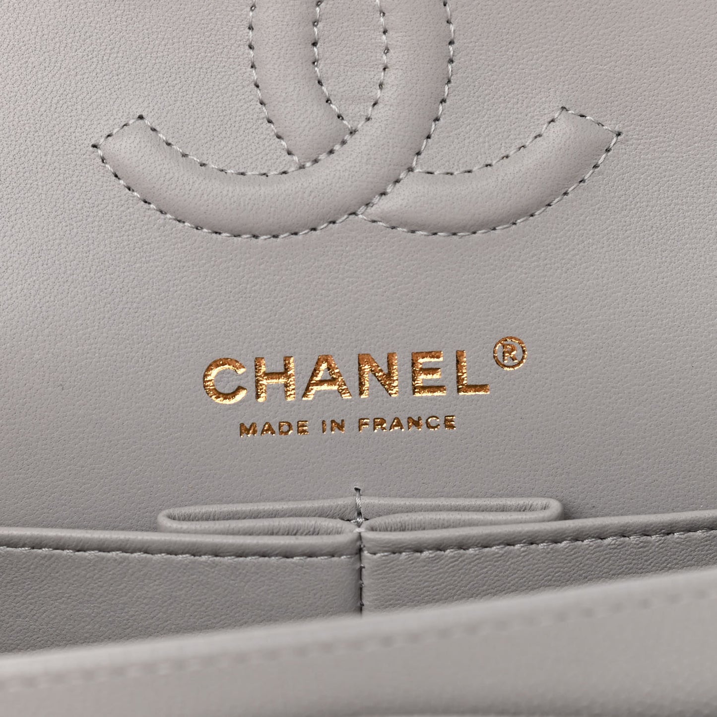 Caviar Quilted Small Double Flap Grey
