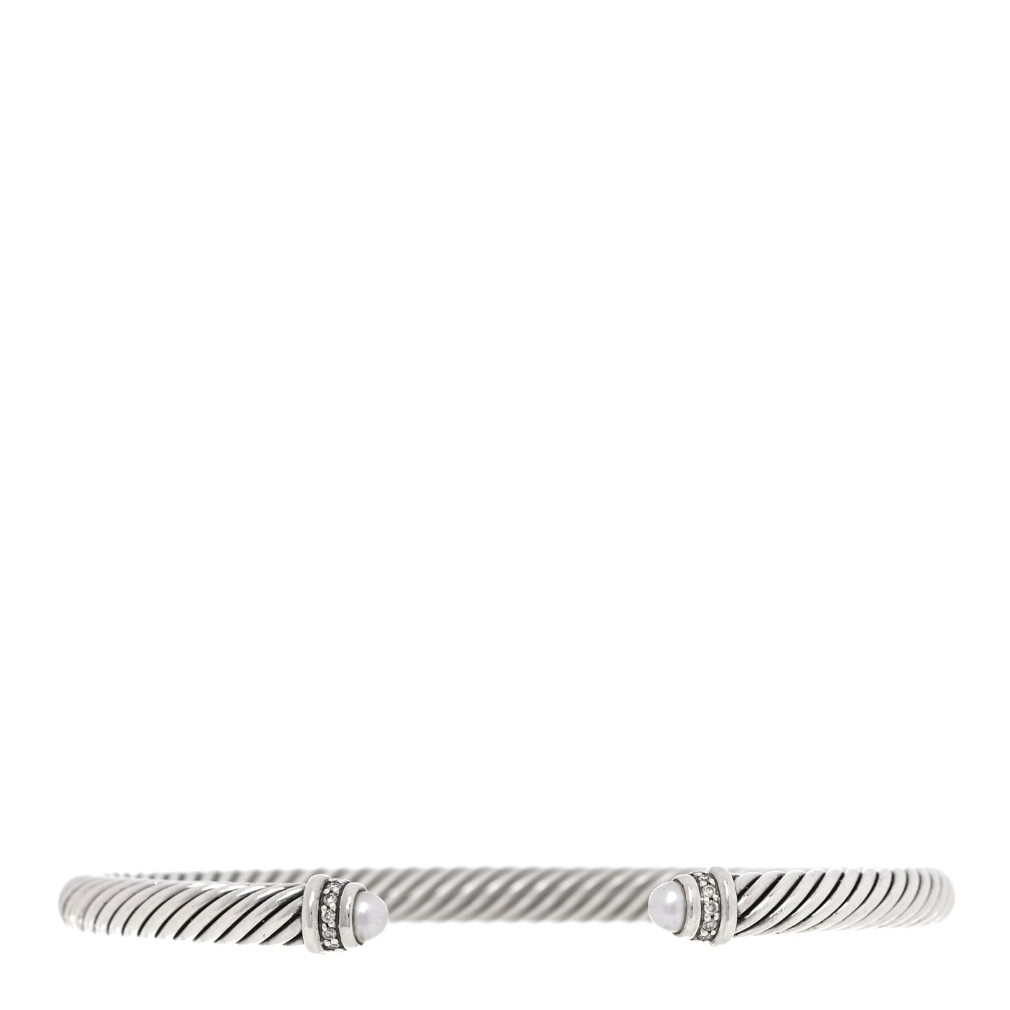 Sterling Silver Diamond Pearl 5mm Cable Classics Bracelet
