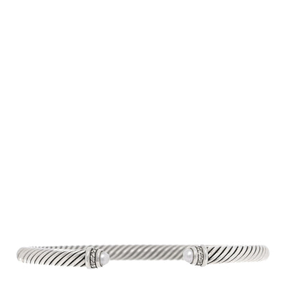 David Yurman Sterling Silver Diamond Pearl 5mm Cable Classics Bracelet 1 of 4