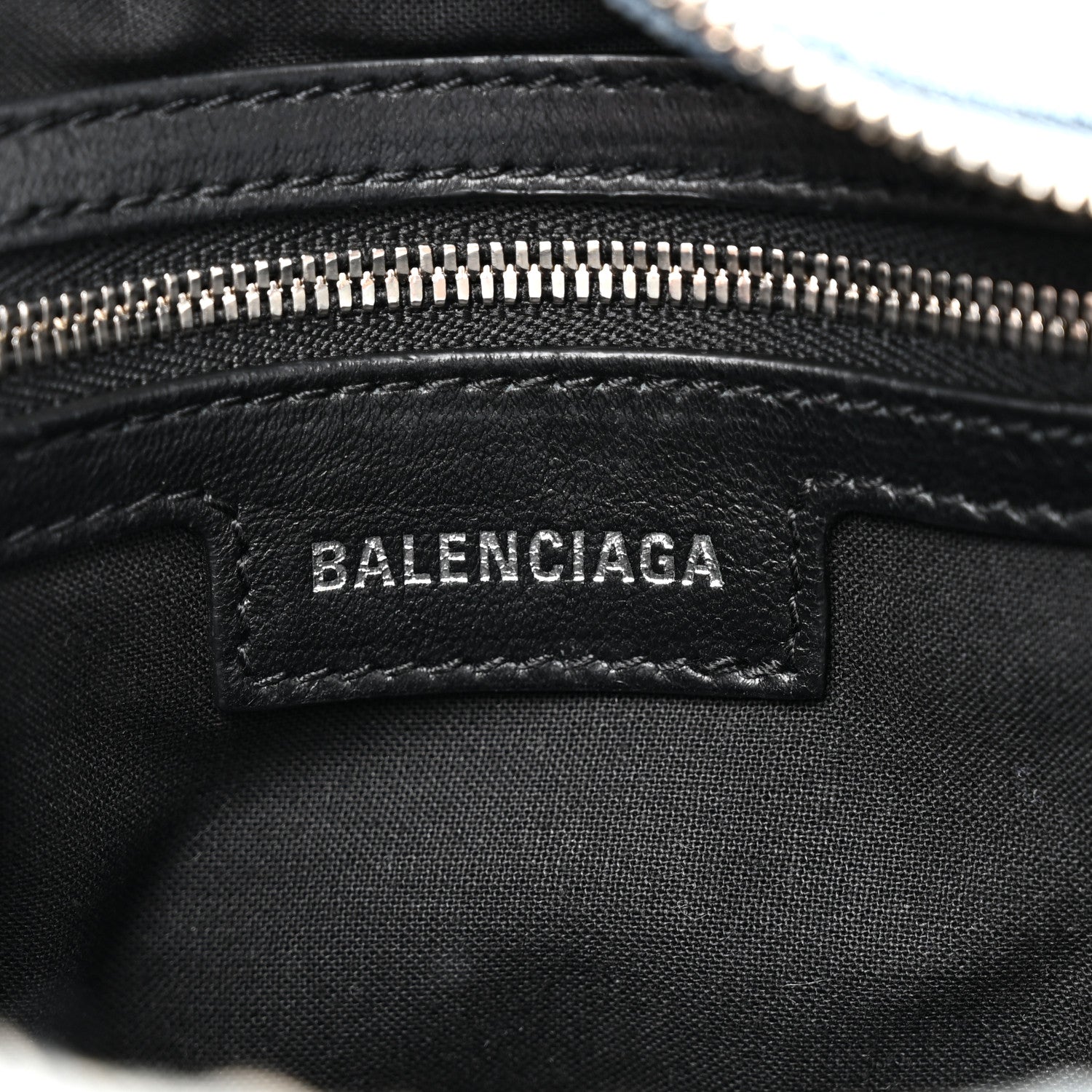 Balenciaga Washed Frayed Denim Crystal Neo Cagole Handbag XS Blue 5 of 9