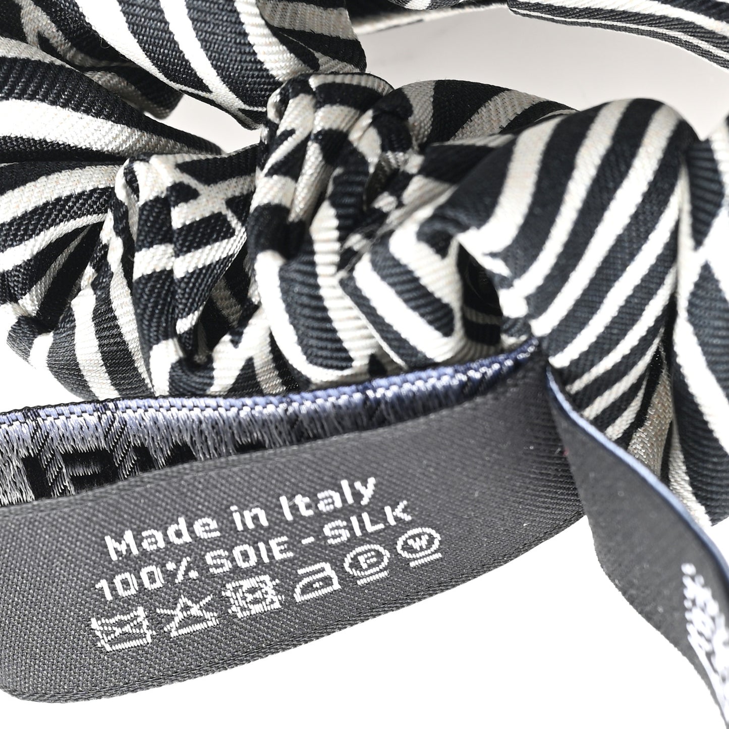 Silk CC Bow Hair Tie Black White Multicolor