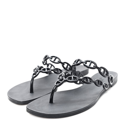 Hermes Rubber Chaine d'Ancre Island Sandals 38 Black 4 of 10