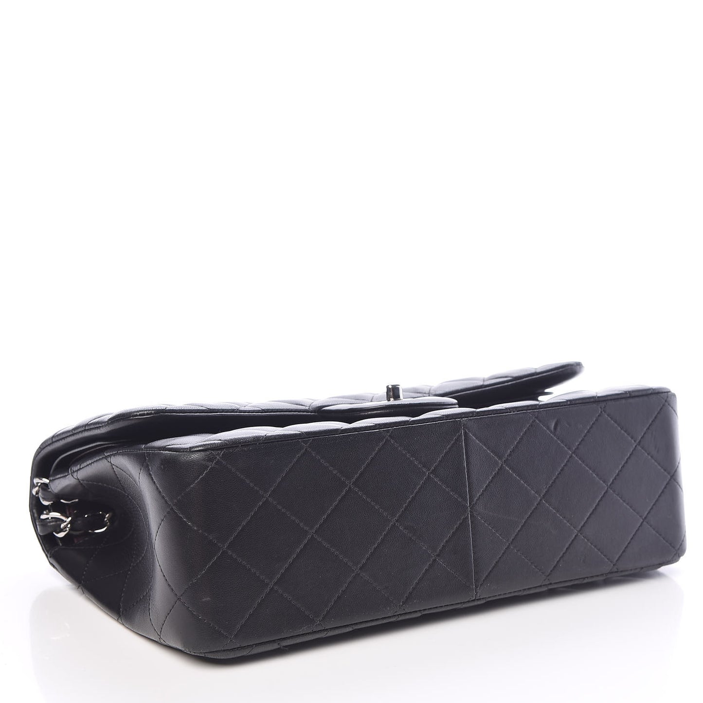 Lambskin Quilted Jumbo Double Flap Black