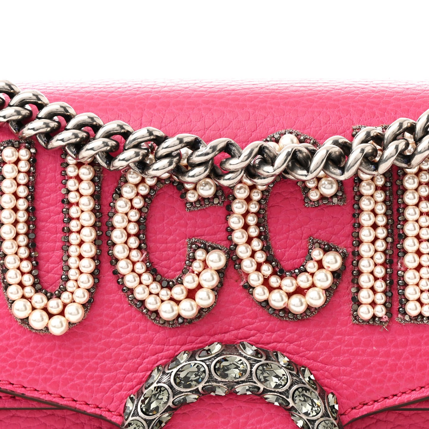 Pebbled Calfskin Embellished Guccify Small Dionysus Shoulder Bag Rosa