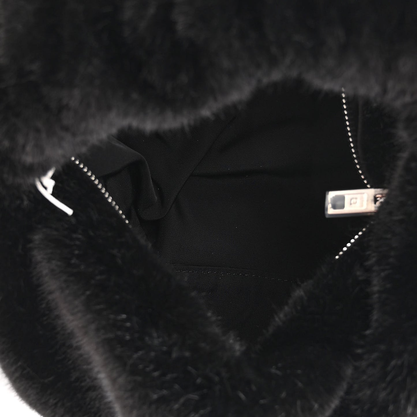 Faux Fur Small Scrunchie Bag Black