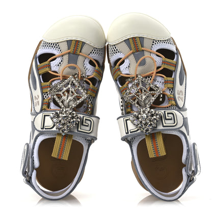 Gucci Mesh Fabric Tinsel Sport Sandals 37 White Silver 2 of 13