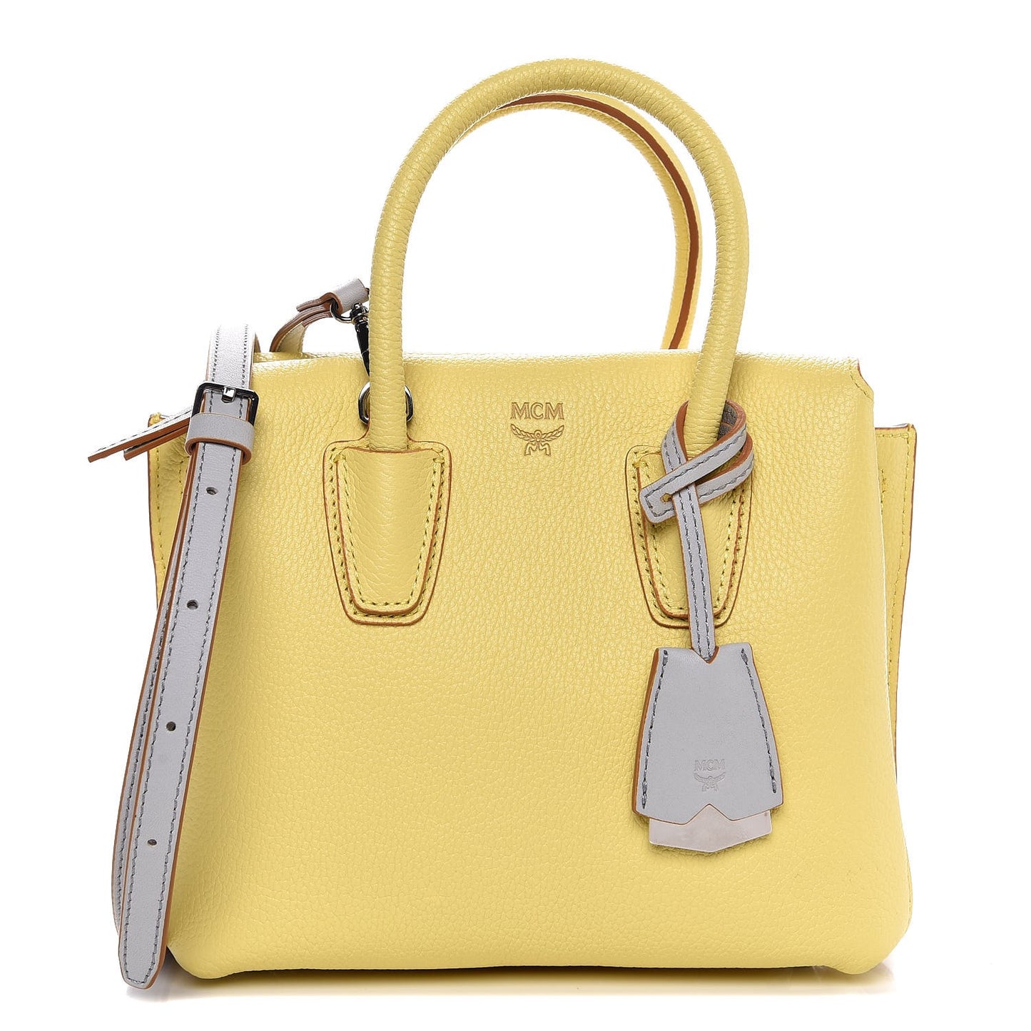 Grained Calfskin Mini Milla Tote Custard Yellow