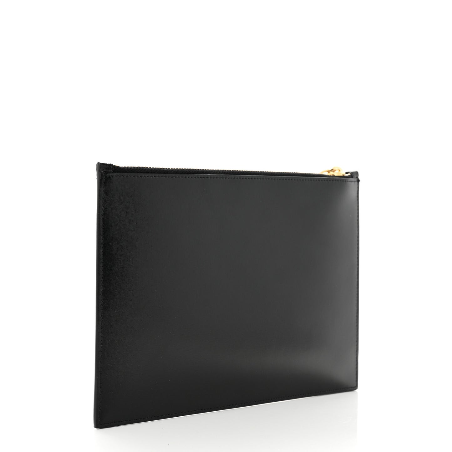 Calfskin Medium Zip Clutch Black