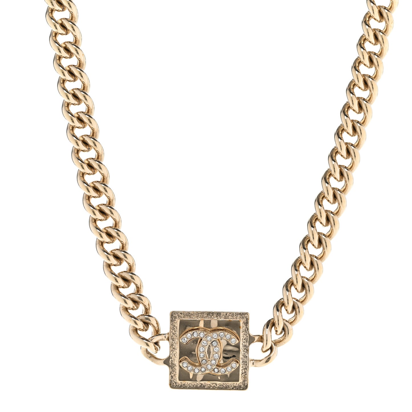 Metal Crystal CC Choker Gold