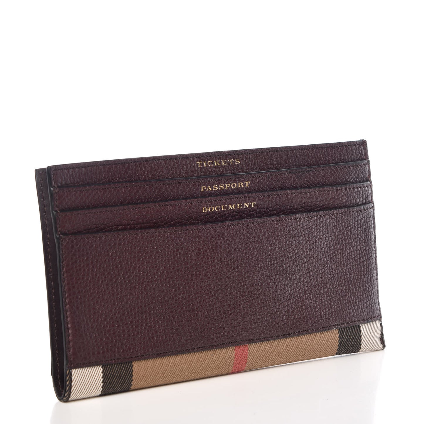 Grainy Calfskin House Check Simon Travel Wallet Wine