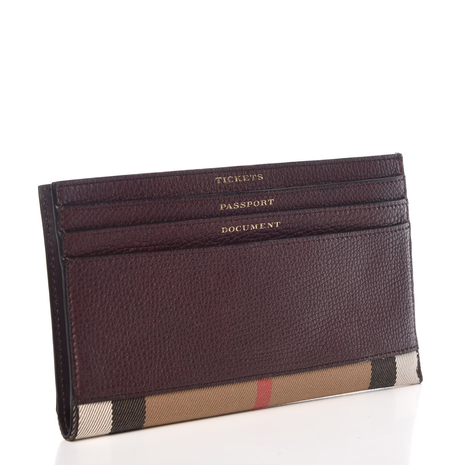 Burberry Grainy Calfskin House Check Simon Travel Wallet Wine 3 of 9