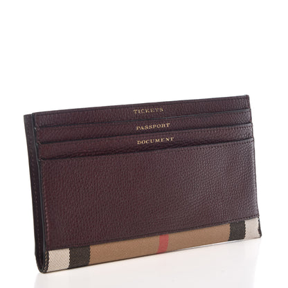 Burberry Grainy Calfskin House Check Simon Travel Wallet Wine 3 of 9