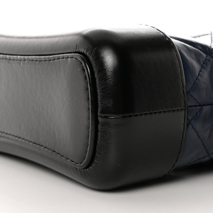 Chanel Aged Calfskin Quilted Small Gabrielle Hobo Navy Black 10 of 14