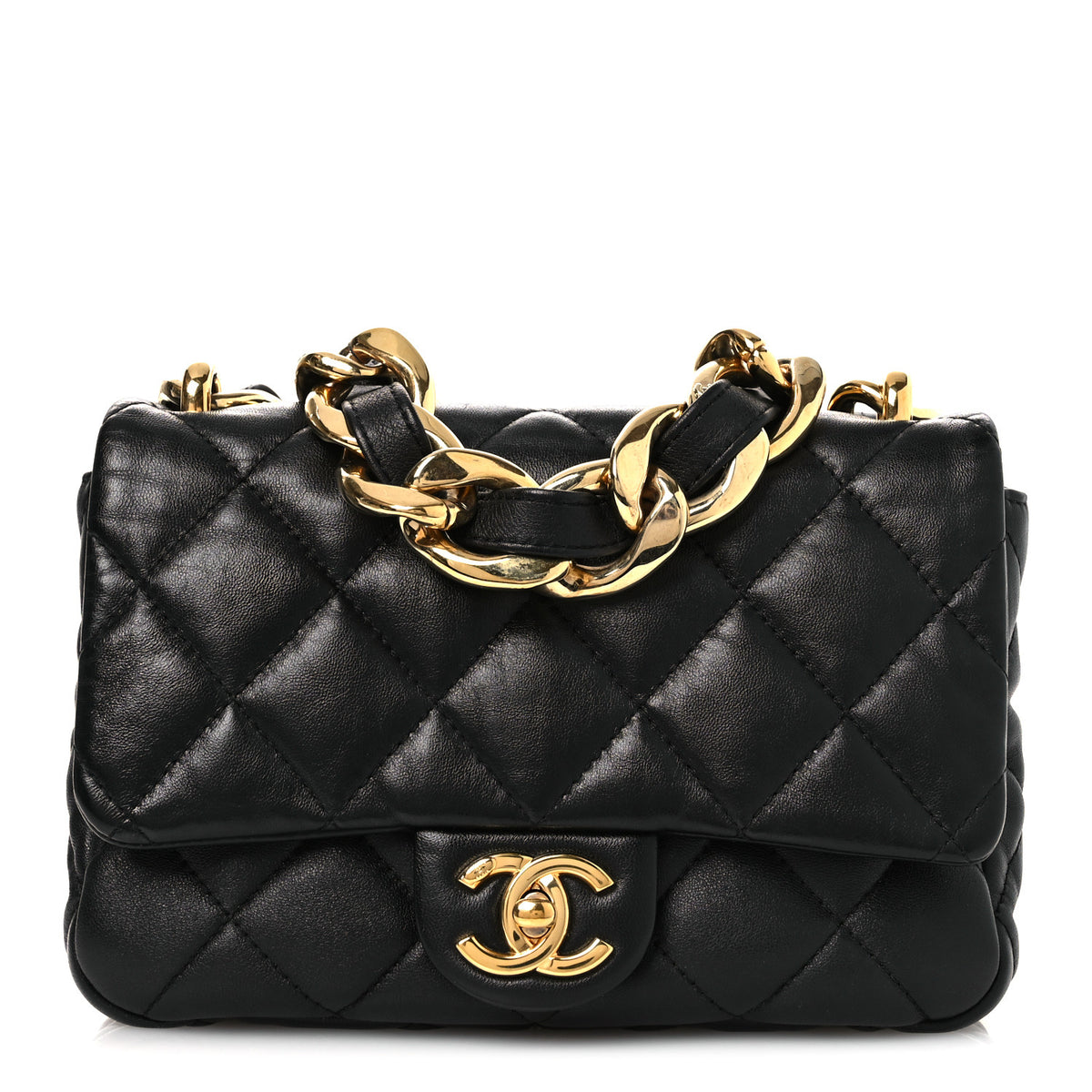 Lambskin Quilted Small Funky Town Flap Black