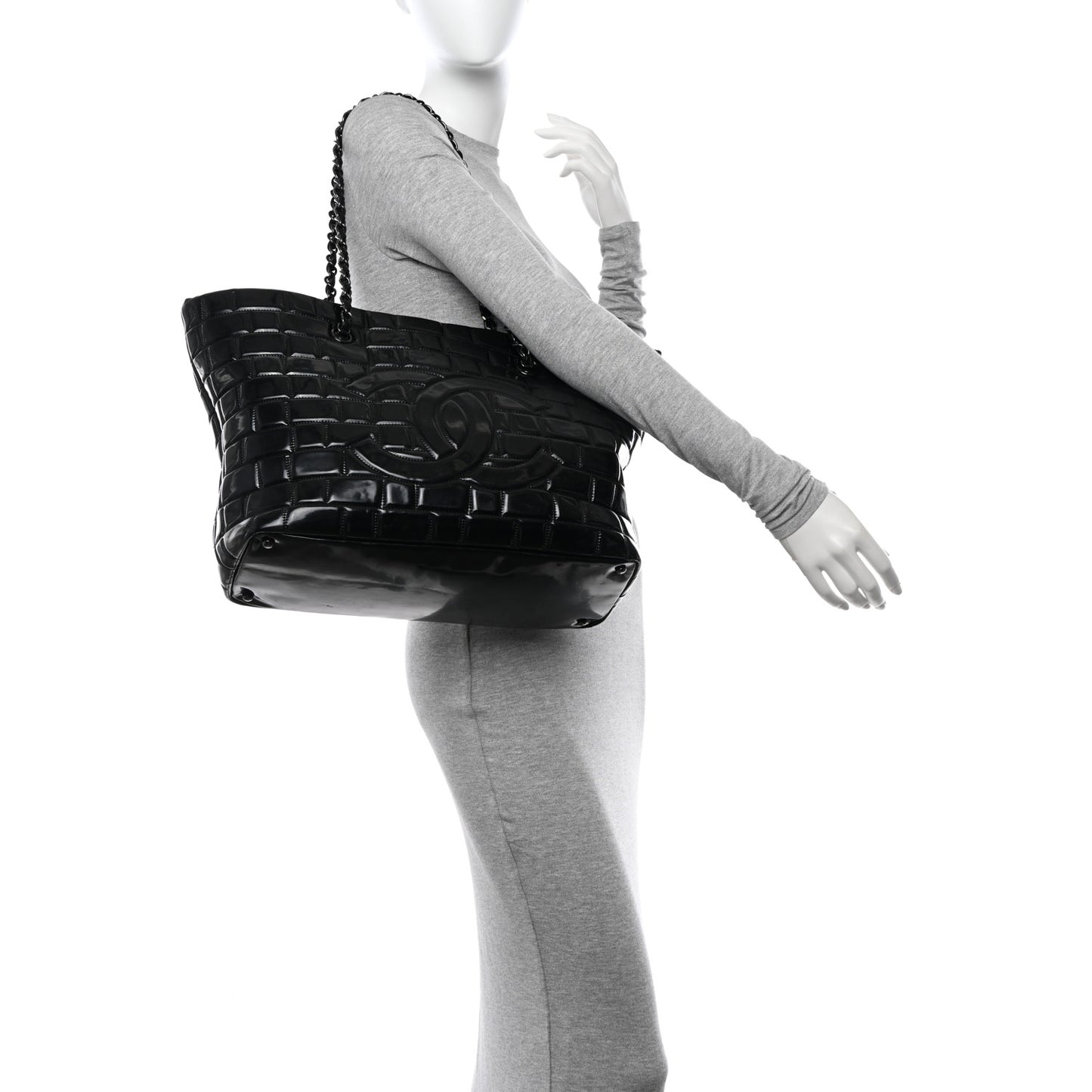 Vinyl Quilted Frozen Shopping Tote Black