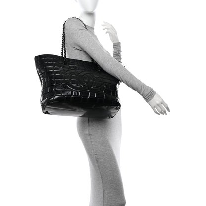 Chanel Vinyl Quilted Frozen Shopping Tote Black 2 of 12