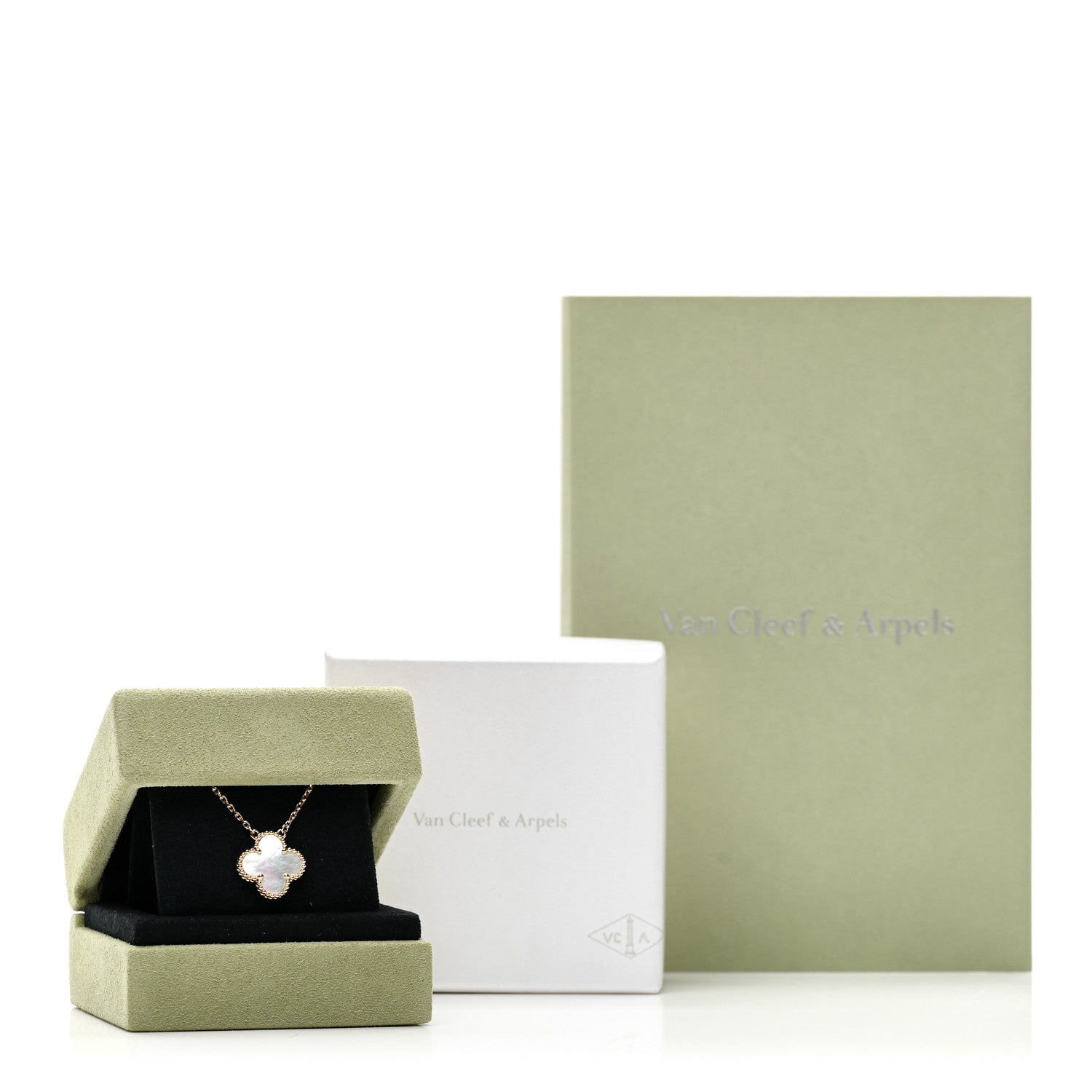 Van Cleef & Arpels 18K Yellow Gold Mother of Pearl Vintage Alhambra Pendant Necklace 6 of 6