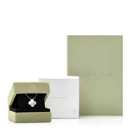 Van Cleef & Arpels 18K Yellow Gold Mother of Pearl Vintage Alhambra Pendant Necklace 6 of 6
