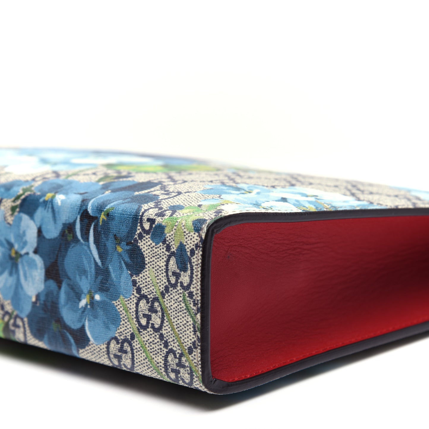 GG Supreme Monogram Blooms Large Cosmetic Case Beige Blue Navy Hibiscus Red