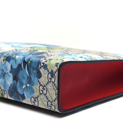 Gucci GG Supreme Monogram Blooms Large Cosmetic Case Beige Blue Navy Hibiscus Red 7 of 12