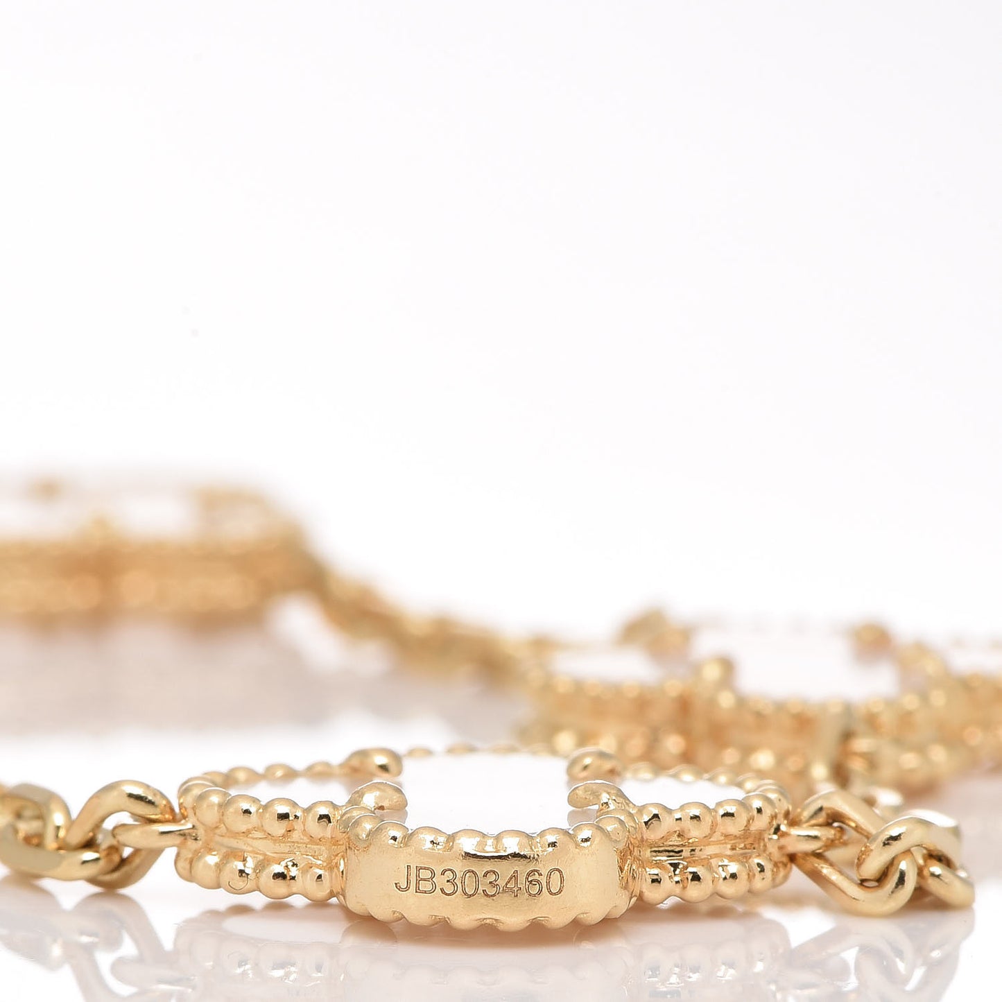 18K Yellow Gold Mother of Pearl 5 Motifs Vintage Alhambra Bracelet
