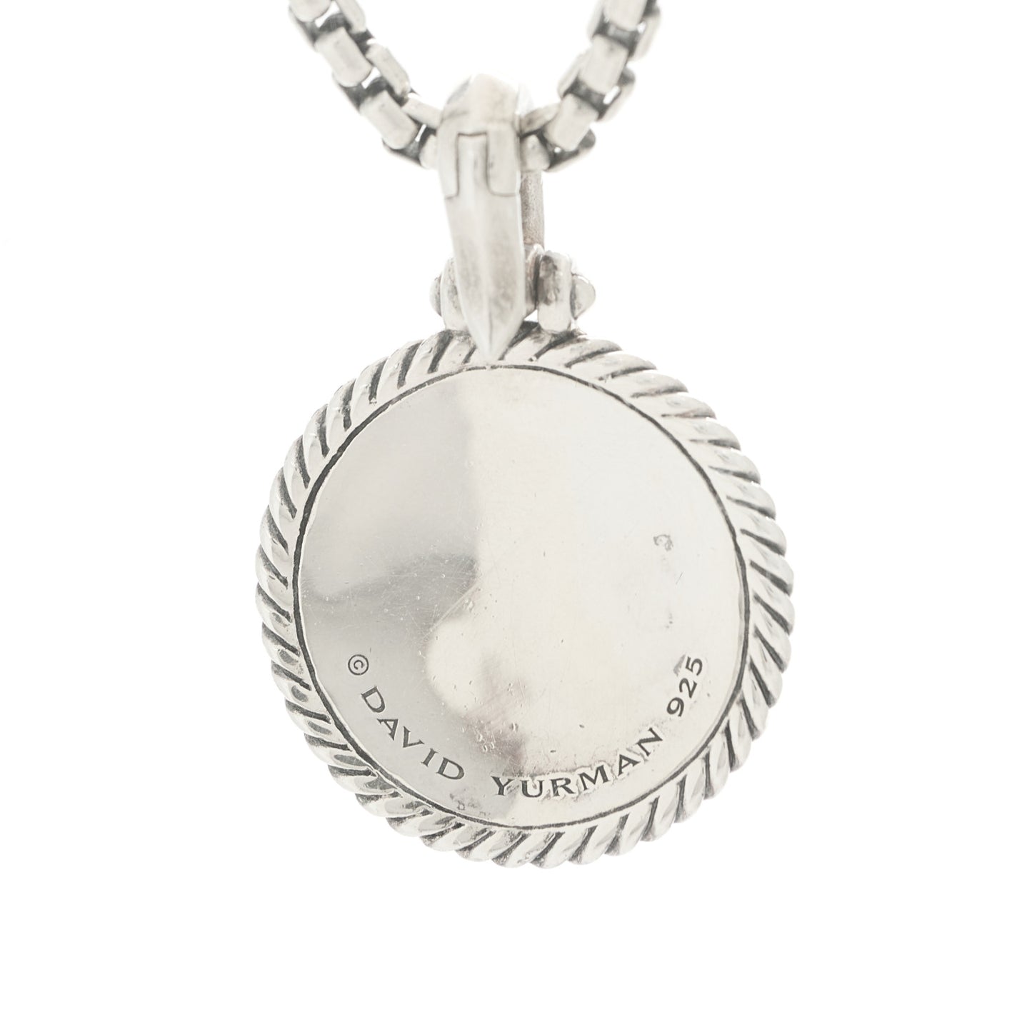 Sterling Silver Diamond Om Amulet Charm Necklace