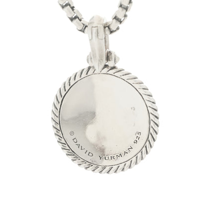 David Yurman Sterling Silver Diamond Om Amulet Charm Necklace 6 of 7