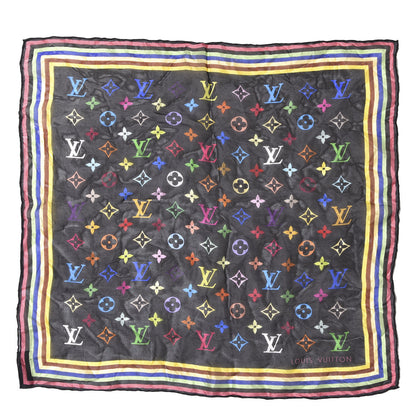 Louis Vuitton Silk Monogram Multicolor Square Scarf Black 1 of 3