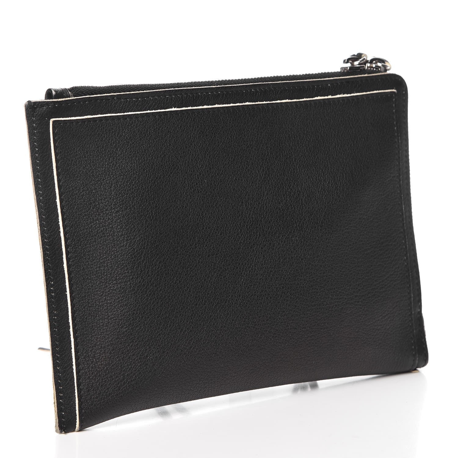 Balenciaga Supple Grained Calfskin Classic Silver Hardware Highlight Pouch Black 3 of 10