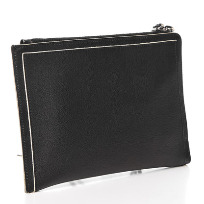 Balenciaga Supple Grained Calfskin Classic Silver Hardware Highlight Pouch Black 3 of 10