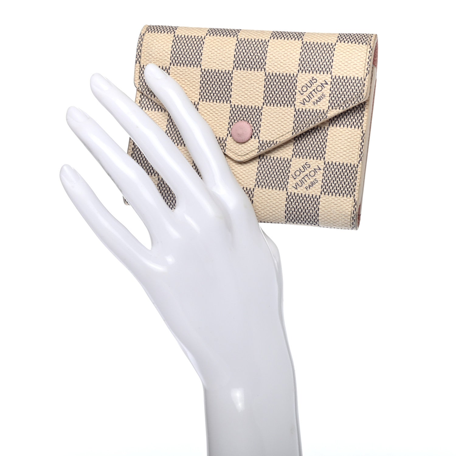 Louis Vuitton Damier Azur Victorine Wallet Rose Ballerine 2 of 7