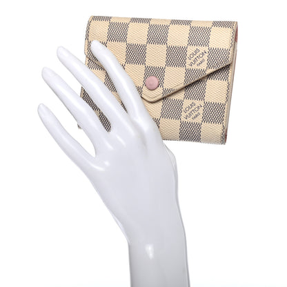 Louis Vuitton Damier Azur Victorine Wallet Rose Ballerine 2 of 7