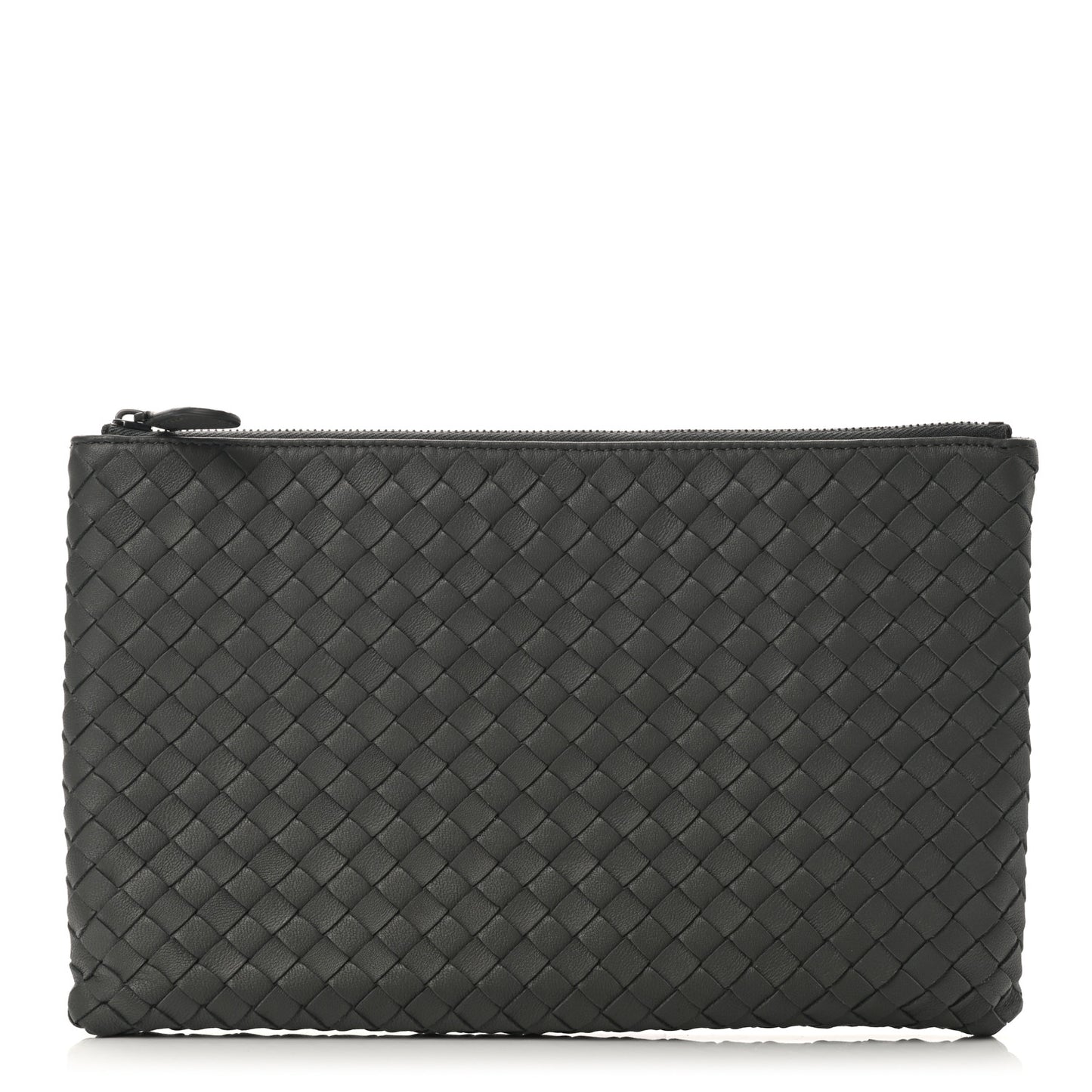 Nappa Intrecciato Medium Zip Pouch Grey