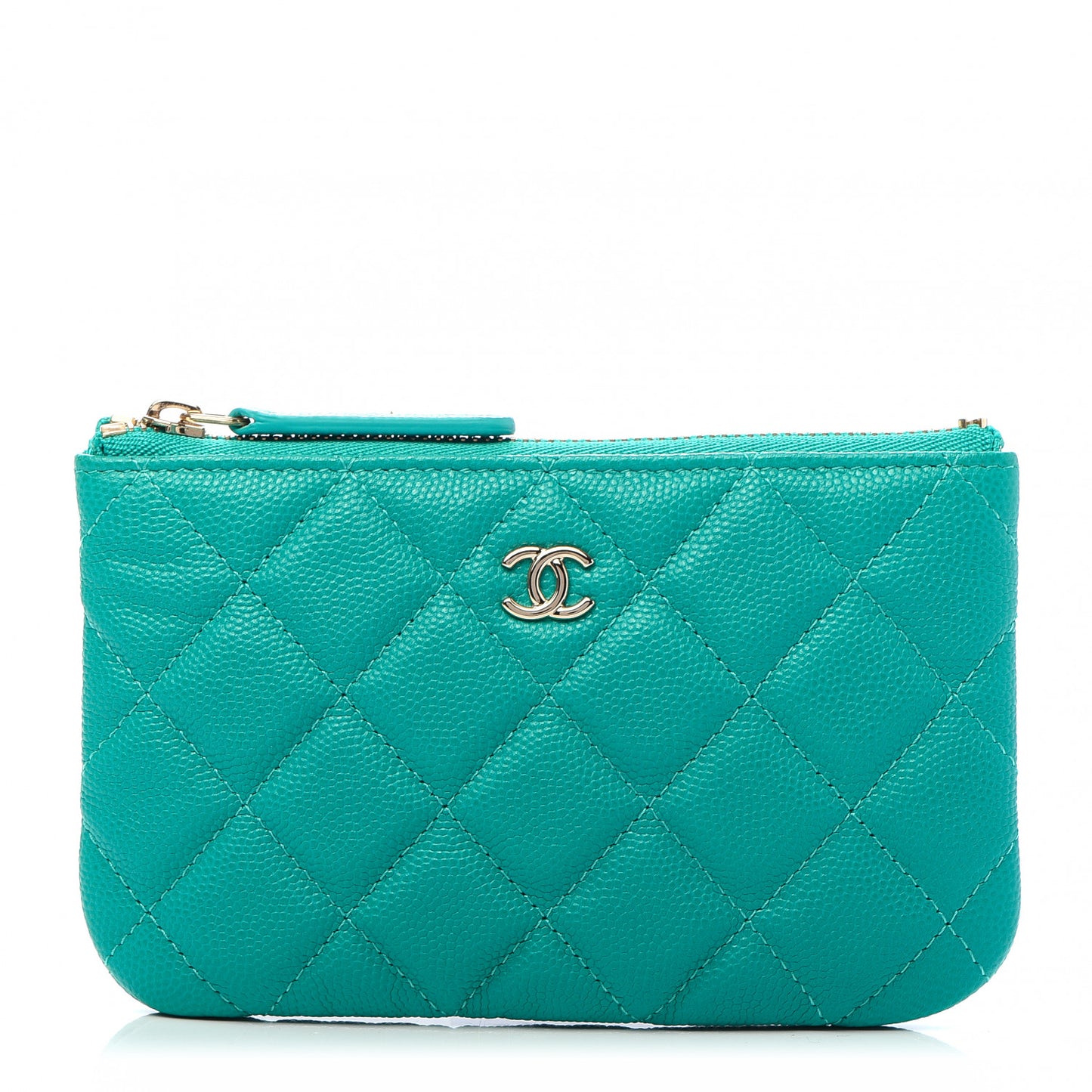 Caviar Quilted Small Cosmetic Case Turquoise