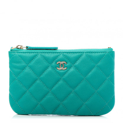 Chanel Caviar Quilted Small Cosmetic Case Turquoise 1 of 10