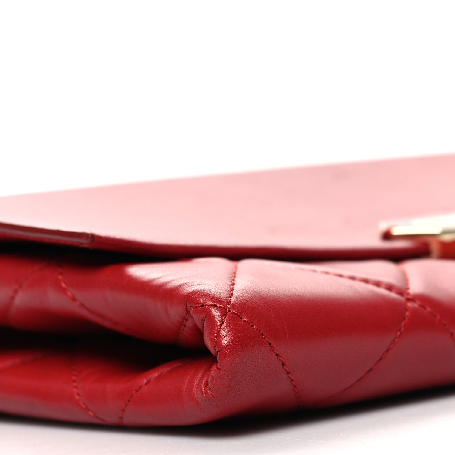 Chanel Lambskin Quilted Retro Label Clutch Red 10 of 12