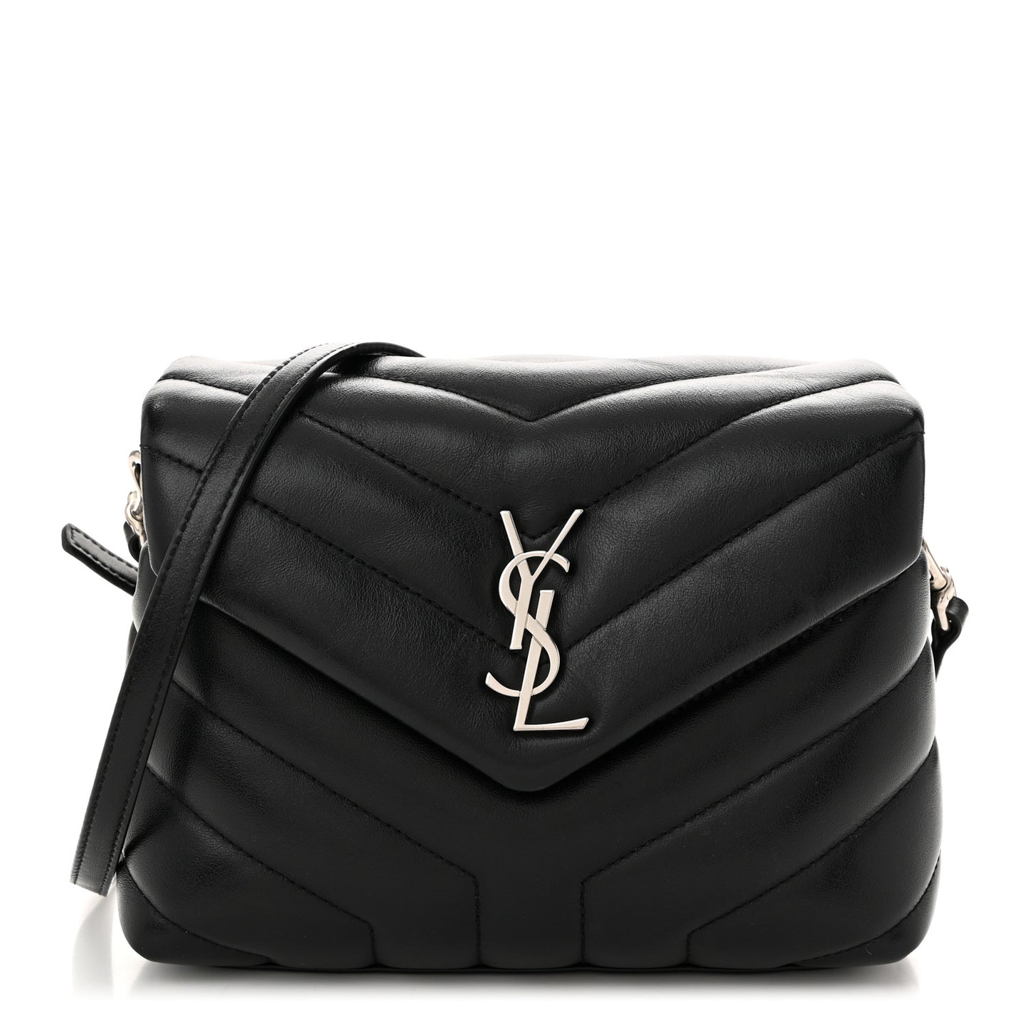 Calfskin Y Quilted Monogram Toy Loulou Crossbody Bag Black